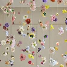 20pcs Bohemian Style DIY Spring Floral Hanging Curtain, Door Curtain With Fishing Line - Colorful Artificial Flowers, Suitable For Room, Bedroom, Outdoor Garden Decor, Wedding, Shower And Party Backdrop, Valentine's Day And Spring Party Decor, Wedding Decor | Decorative Hanging Flowers | Colorful Decor, Artificial Flowers For Decoration