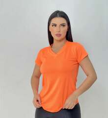 Women's V-Neck Dry Fit Blouse - - trái cam - Xem 2