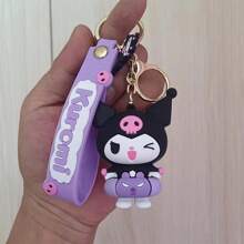 Sanrio 1pc Sanrio Kuromi Silicone Keychain Pendant, Cartoon Cute Bag Keychain Pendant Small Gift,