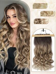 Extensions de cheveux Extensions à clipper en forme de V Extensions de cheveux ondulés Extensions synthétiques en 1 pièce seul morceau avec 5 clips de sécurité Extensions de cheveux à clipser pour usage quotidien des femmes