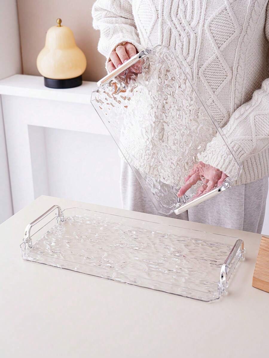 1 Bandeja con patrón de ondas de agua, bandeja para decoración de tartas, bandejas de boda, bandejas de almacenamiento - transparente - Ver 1