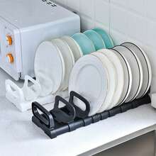 可调节厨房碗碟晾干架 - 台面碗碟收纳架、餐具架、厨房收纳架，用于存放碗、盘子、碗碟、炊具
