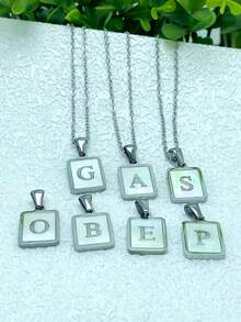 1pc Personalized Initial Necklace Stainless Steel Non Tarnish Women Letter Necklace