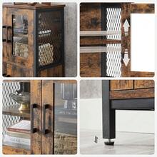Armario Almacenaje, Armario Aparador, Estante Ajustable, Armario de Baño, Estructura de Acero, para Salón Cocina, Estilo Industrial, Marrón Rústico y Negro - Marrón - Ver 4