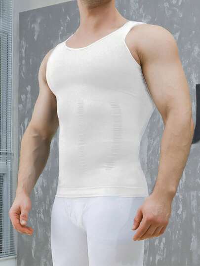 1 件男士透气运动压缩背心，瘦身腹部塑形内衣，适合日常穿着、运动、商务、正式场合