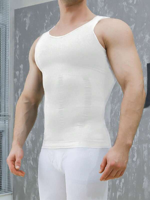 1pc Men's Breathable Sports Compression Tank Top, Slimming Abdomen Shaping Undershirt, Suitable For Daily Wear, Sports, Business, Formal Occasions