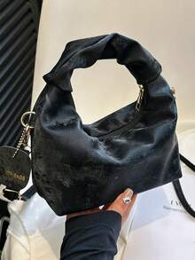 全配衣服的單色新月形手提包，時尚可拆卸肩帶斜挎包，優雅的餃子手袋和手機錢包，極簡主義通勤旅行手提袋，小拉鍊法棍袋，女性日常使用