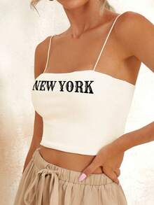 Custom Short Camisole, Women's Custom Camisole - Add Your Text (Country/Place Name/Number/Phrase/Name/Word, Etc.), You Can Choose Your Favorite Font And Color To Design Your Own Personalized Printed Camisole As A Gift For Girlfriends, Dating Couples, Etc. Comfortable And Casual, Women's Camisole, Custom Printing, Custom Camisole, Custom Tops - Apricot - View 3