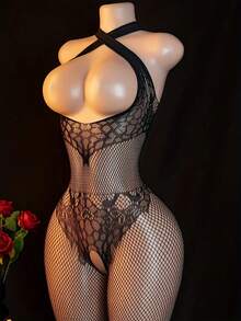 Đồ lót gợi cảm cho nữ Bộ đồ liền thân hở ngực chéo, lưới hở đáy, tất cạp cao cho câu lạc bộ, buổi tối đi chơi, hẹn hò, biểu diễn, đêm tân hôn – Đồ lót tất và quần bó gợi cảm - Nhiều màu - Xem 1