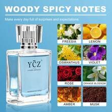 YCZ Men's Cologne 1.7 Oz (50 Ml) – Timeless Gentleman's Fragrance, Long-Lasting Fresh & Captivating Scent, Elegant Daily Wear For Men - 淺藍色 - 查看 2