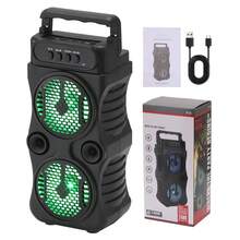Dazone Portable Bluetooth Speaker Dual 3-In Woofer Wireless Stereo Speaker Subwoofer USB Rechargeable Heavy Bass LED Party PA Sound System AUX FM Remote Control LED Light Handle - Dual 3-in Woofer - View 11