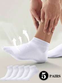 1/5/10 pares de calcetines tobilleros blancos de talla grande para hombres, calcetines delgados y casuales para barco para verano, viajes y vacaciones