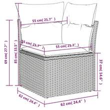 vidaXL Set Divano Da Giardino 6 Pz Con Cuscini Nero In Polyrattan - Black - View 10