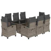 vidaXL Set Da Pranzo Da Giardino 9 Pz Con Cuscini In Polyrattan Grigio - Grey - View 2