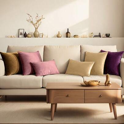 2pcs Minimalist French Style Solid Color Pillow Cover, Suitable For Living Room, Bedroom, Sofa, Party, Without Pillow Insert