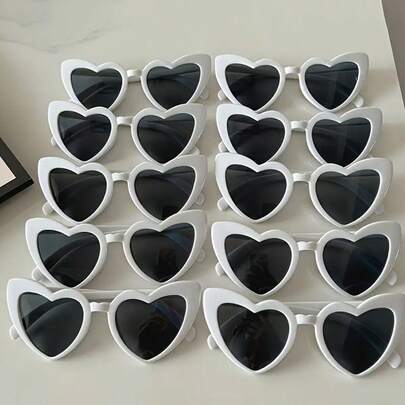 10pcs/Set Candy Color Heart Shaped Fashionable Glasses, Unisex Design Suitable For Wedding, Party, Music Festival, Concert, Gift For Summer Beach Vacation,Outdoor,Travel Shades Party Style Heart Frame For Music Festival