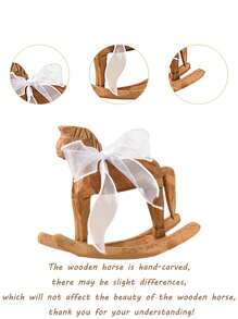 1pc Wooden Horse Creative Hand Carved Wooden Horse With Ribbon Vintage Rustic Series Retro Vibe Style Rocking Horse Desktop Decor Ornament For Friends Commemorative Gift Decorative Accessories