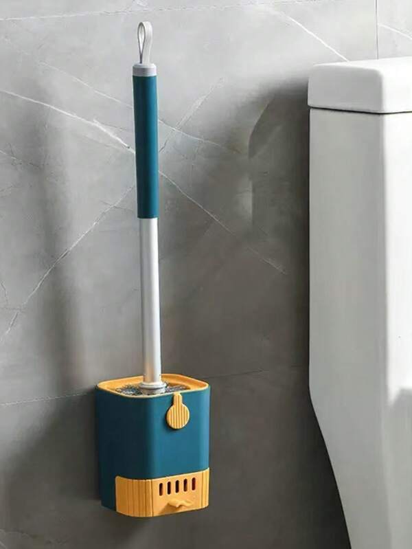 360° No Blind Spot Wall Mounted Toilet Brush | Long Handle & Drainage Tray Set For Bathroom/Toilet Cleaning | Rust-Proof & Space-Saving Design (Modern Home Decor), Toilet Brush Set, Toilet Cleaning Kit.