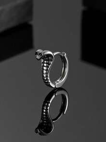 1 pieza Pendiente de acero inoxidable con estilo punk de serpiente para hombres - Plateado - Ver 2