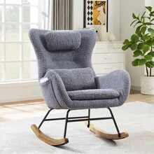 Rocking Chair Nursery, Modern Rocking Chair With High Backrest - Multicolor - View 2
