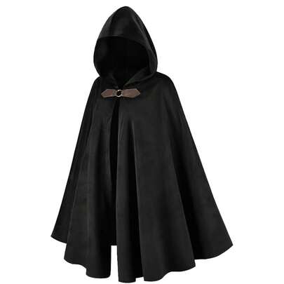 1pc Medieval Warrior Dark Loose Mid-Length Hooded Cloak Shawl Cape, Green, Brown, Multiple Colors Available, Suitable For Halloween, Stage Performance, Cosplay Costume
