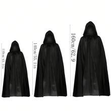 中性连帽斗篷服装，派对角色扮演斗篷，110 厘米、140 厘米、160 厘米，女式 Crow 成人化妆舞会配饰，连帽斗篷，黑色斗篷长袍，中性派对服装（黑色，单层）