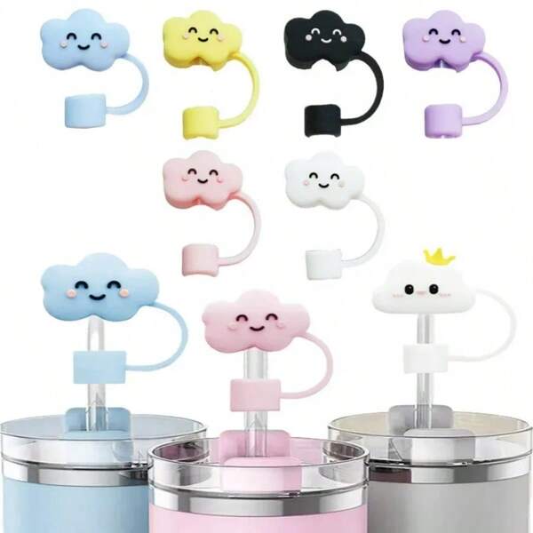 2pcs 10mm Silicone Lovely Cloud Straw Protectors For 30&40oz Cup Reusable Dust-Proof Straw Toppers Portable Straw Tips