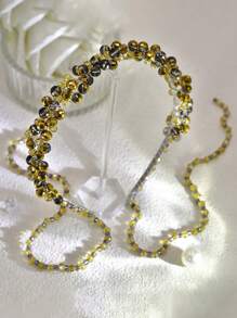 1 Piece Exquisite Sparkling Amber Crystal Headband Sweet Cool Long Tassel Design Hair Accessories Graduation Gift Holiday Party Prom Performance Casual Vacation Photo Headwear