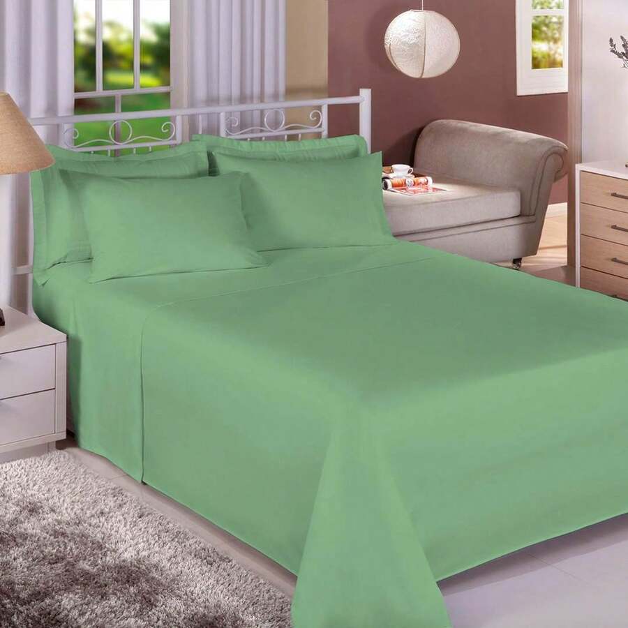 Jogo de Cama Solteiro 180 Fios Premium Linea 3 Peças Verde Militar - Multicolorido - Visão 1