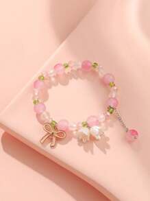 Set de 3 pulseras de mujer con cuentas, cristales y orquídeas, adecuado para atuendos diarios, regalo de pulseras para mejores amigas
