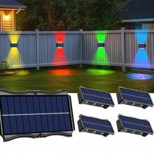Große wasserdichte Solar-Wegbeleuchtung für Outdoor, kabellose Außenwandleuchte für Garten Beleuchtung, RGB einstellbare LED Wandlaterne für Hof, Terrasse, Veranda, Weg, Zufahrt