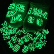 37pcs Luminous Letter Shoe Decorations, PVC Alligator Charm, DIY Accessories Suitable For Clogs, Sandals, Bracelets, Gift For Adults, Teens, Girls & Boys Party - Night Light - View 1