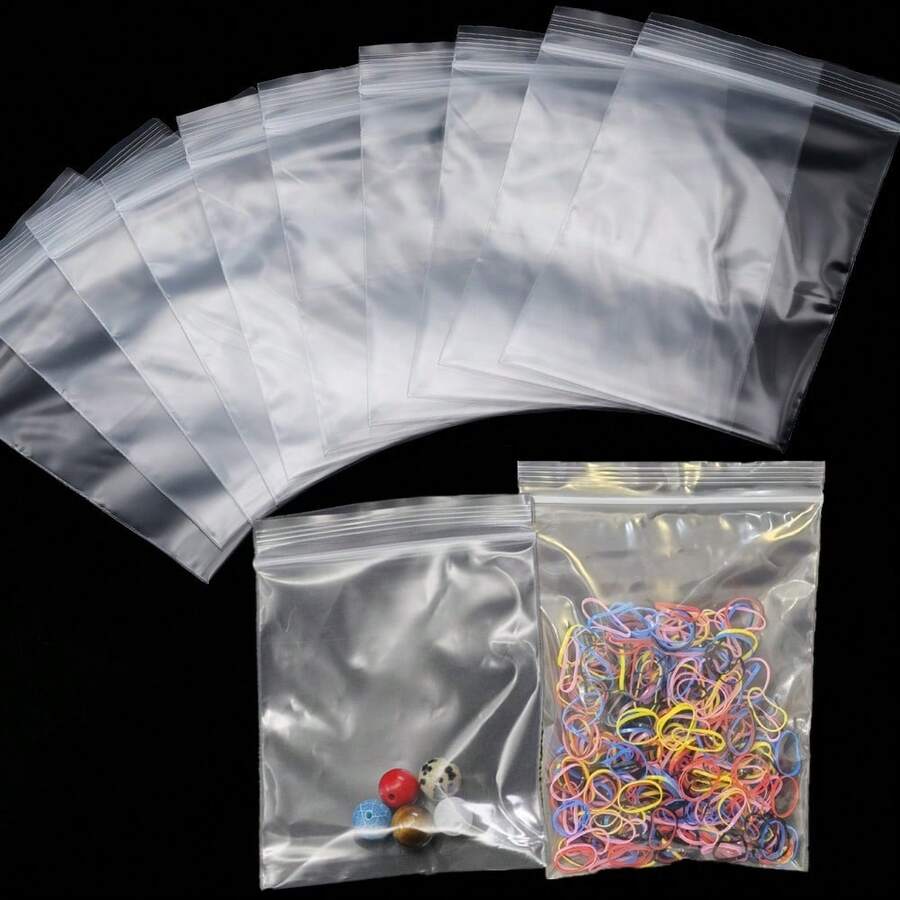 20/50/100pcs/Bag 4*6/5*7/6*8/7*10/8*12cm Zipped Lock Reclosable Plastic Poly Clear Bags Bulk Jewelry Craft Accessory Packaging - White and Transparent - View 1