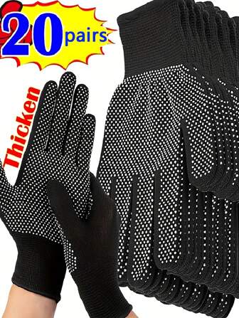 5/10/20双尼龙粘手套防滑耐磨适用于园艺骑行劳保薄粘手套