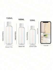1/3/5Pcs Clear Round Shoulder Bottle With Flip Butterfly Lid Travel Bottle Empty Cosmetic Sample Dispenser Container, Travel Bottle, Travelling Containers Small Leak Proof Squeeze Bottles With Black Flip Cap For Toiletries, Shampoo, Lotions, Conditioners, Travel Size Cosmetics, Home Travel - White - View 5