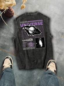 Men's Simple Casual Washed Vintage Round Neck Sleeveless Tank Top - Black - View 5