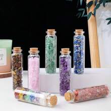 1 Peça Garrafa de Desejo de Pedras Preciosas de Cristal Curativo Natural, , Quartzo Rosa, Ametista, Garrafa à Deriva, Presentes de Casa para o Natal