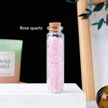 1 Peça Garrafa de Desejo de Pedras Preciosas de Cristal Curativo Natural, , Quartzo Rosa, Ametista, Garrafa à Deriva, Presentes de Casa para o Natal