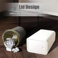 Cubo de basura para baño con tapa, cubo de basura delgado de 10 litros/2.6 galones, pequeño cubo de basura con tapa emergente para cocina, dormitorio, sala de estar, oficina (negro) - Blanco - Ver 8