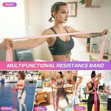 Resistance Bands, 5 Pcs Exercise Bands Elastic Stretch Bands For Fitness Yoga Pilates Stretching Strength Training, Workout Bands For Women And Men Home Gym - 漸層紅 - 查看 6