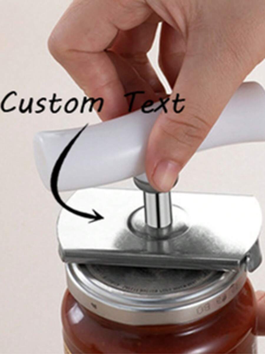 1pc Customizable Text/Letter Design Bottle Opener, Thick Stainless Steel Jar Opener, Multi-Functional Rotating Lid Remover Tool - Multicolor - View 1