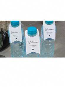48pcs Water BOTTLE TAGS For Wedding Reception (Small Size) Personalized With Names And Event Date Single Size: 1.8x3.8inch - 48pcs White - View 2