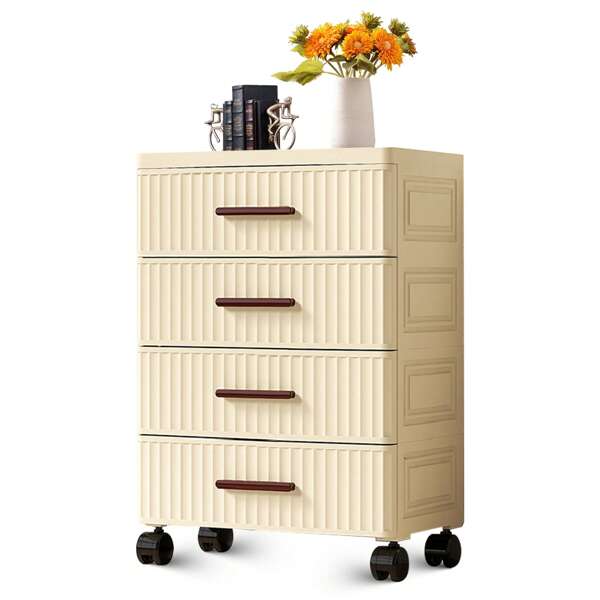 Rollbarer Schubladenschrank aus Kunststoff, Rollcontainer Aktenschrank Büroschrank, Büromöbel mit Schubladen, Aufbewahrungscontainer für Büro, Arbeitszimmer