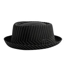 JEWELRYWE Men's And Women's Striped Tweed Hats, Classic Short-Brimmed Manhattan Jazz Hats, Unisex Dress Hats, Felt Hats, Suitable For Daily Matching And Formal Occasions