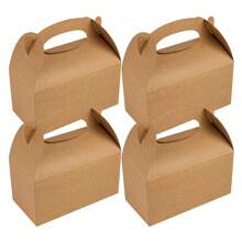 24/12/6pcs Brown Paper Bags With Handles And Lids, DIY Handmade Gift Box, Cube, Cupcake, Outdoor, Wedding, Birthday Party, Ideal For Fun Celebrations