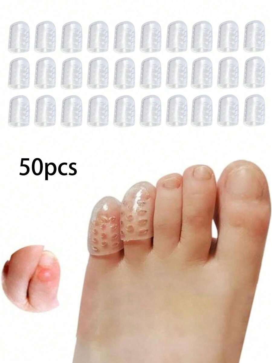 50/40/20 Stück Gel-Zehenkappen, Silikon Anti-Reibungs-Zehenschutz, atmungsaktive Gel-Zehenschutz-Hüllen für Männer und Frauen, Zehenhüllen für eingewachsene Nägel, Hühneraugen, Schwielen, Zehenhüllen für eingewachsene Nägel, Nagelpflege-Tools, Fuß- und Handpflege, Zufallsmix, Silikonfingers, Schützer, Silikon