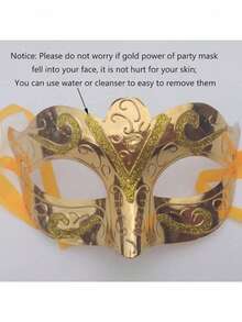 12 măști de petrecere placate cu aur, recuzită de nuntă, măști de carnaval pentru bal mascat, culoare aleatorie - Multicolor - Vizualizare 4