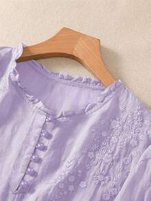 Women's Spring/Summer Embroidered Loose Retro Boho Mid-Sleeve Blouse