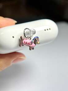 1pc Alloy Oil Dripping Puppy Decor Dust Plug Compatible With IPhone Charging Port Type-C Charging Port Data Port Plug. Compatible With Mi Oppo Vivo IPhone5-17,Earphone - Pink - View 7