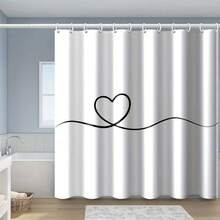 1 pieza Cortina de ducha en forma de corazón minimalista blanca, de tela de poliéster que no bloquea la luz, con ganchos, para decoración del hogar en la bañera, la ventana y las paredes del baño, decoración universal para todas las estaciones